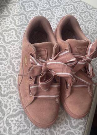 Кеди пума suede heart satin ii 364084 03 рожевий, натуральна замша