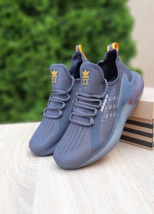 Кросівки adidas zx boost сірі з помаранчевим3 фото