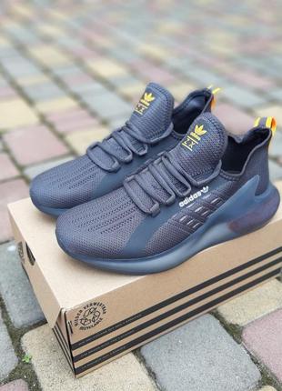 Кросівки adidas zx boost сірі з помаранчевим8 фото