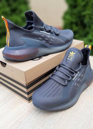 Кросівки adidas zx boost сірі з помаранчевим9 фото