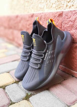 Кросівки adidas zx boost сірі з помаранчевим2 фото