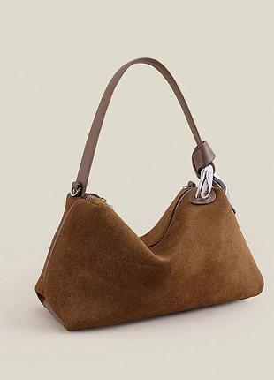 Женская сумка замшевая средняя коричневая рижа новая стильная