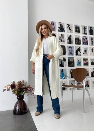 Длинный кардиган вязаный