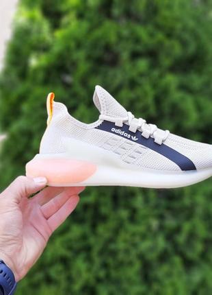 Кросівки adidas zx boost світло сірі з помаранчевим3 фото