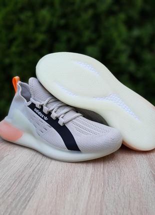 Кросівки adidas zx boost світло сірі з помаранчевим6 фото