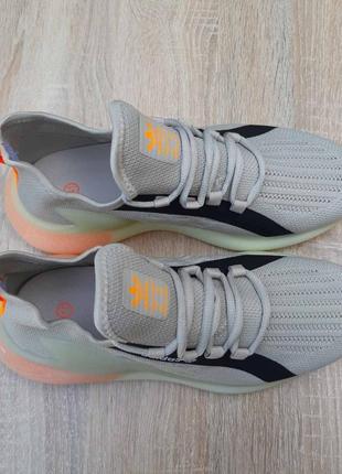 Кросівки adidas zx boost світло сірі з помаранчевим10 фото