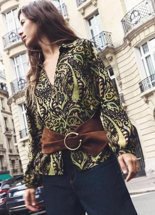 Сорочка жіноча зелена з принтом zara new