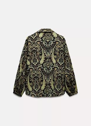Сорочка жіноча зелена з принтом zara new5 фото