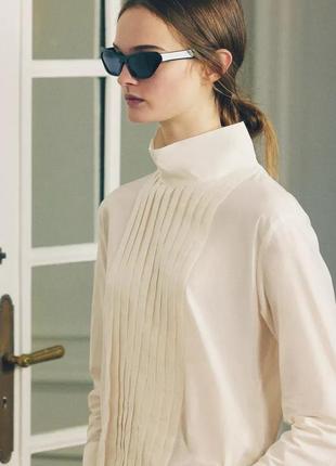 Блуза женская бежевая хлопковая zara new4 фото