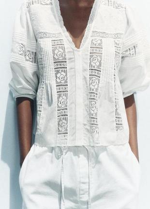 Рубашка женская хлопковая с вышивкой zara new