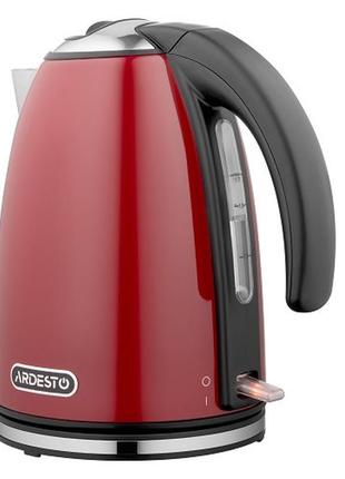 Электрочайник ardesto ekl-f340r 1.7л металл термостат strix 2200вт красный