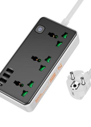 Подовжувач мережевий hoco storm 3-position socket ac7a 3usb/1type-c 3.4a/17w black