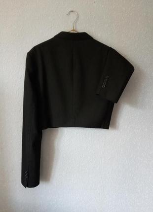 Пиджак кроп жакет укороченный черный9 фото