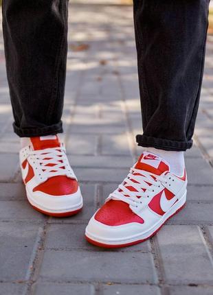 Чоловічі кросівки nike sb dunk low retro red white знижка sale | smb2 фото