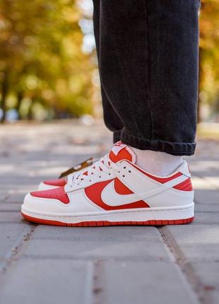 Чоловічі кросівки nike sb dunk low retro red white знижка sale | smb1 фото