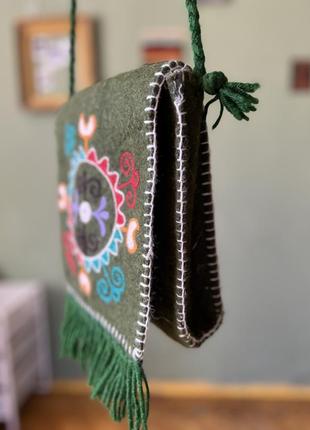 Традиционная сумка кармашек из шерсти на подкладке этническая аутентичная2 фото