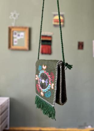 Традиционная сумка кармашек из шерсти на подкладке этническая аутентичная5 фото