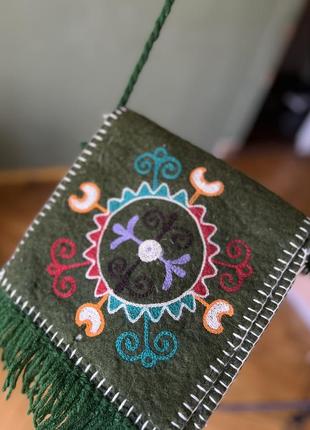 Традиционная сумка кармашек из шерсти на подкладке этническая аутентичная6 фото