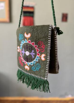 Традиционная сумка кармашек из шерсти на подкладке этническая аутентичная9 фото