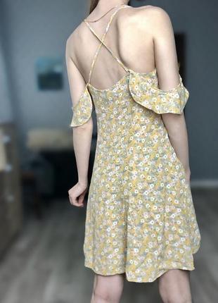 Платье платье платье сарафан платье желтое желтое в цветы цветочный принт мелких мелкие цветы8 фото