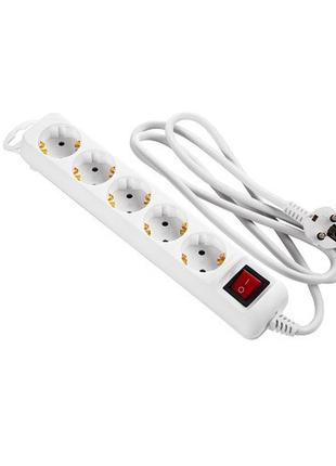 Мережевий подовжувач 2e 2e-u05esm1.5 5xschuko з вимикачем 3gх1.5мм2 1.5м 16а white