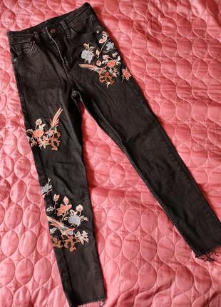 Джинси topshop чорні з вишивкою