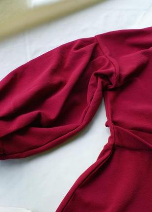 Брендова сукня у відтінку бургунді об'ємні рукава від boohoo6 фото