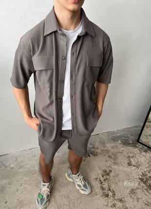 Мужские летние костюмы рубашка + шорты в ассортименте10 фото