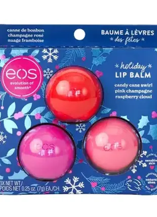 Набір бальзамів для губ eos festive lip balm trio