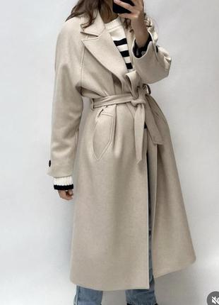 Шерстяне пальто з поясом zara оригінал