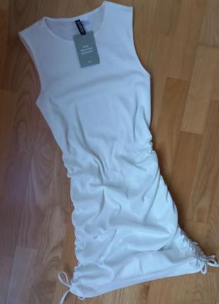 Трендове біле плаття h&amp;m із зав'язками літнє мініплаття сарафан2 фото