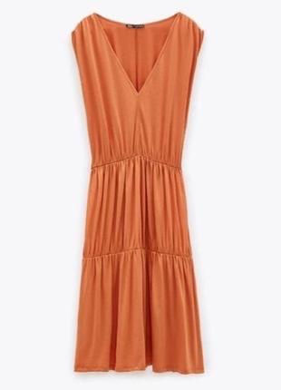 Платье zara  (5580/627/643) цвет оранжевый size m7 фото