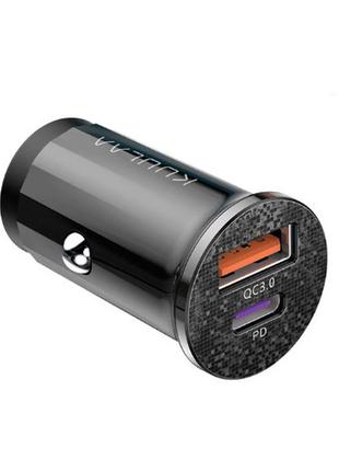 Автомобільне зу usb type-c qc3.0 pd 3а 42вт kuulaa в прикурювач