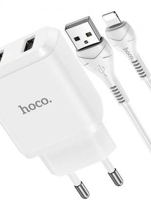 Зарядное устройство hoco lightning cable speedy dual port charger set n7 | 2usb, 5v/2.1a | white