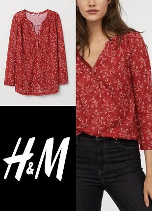 Красива блуза лонгслів у квітковий принт h&amp;m батал етикетка
