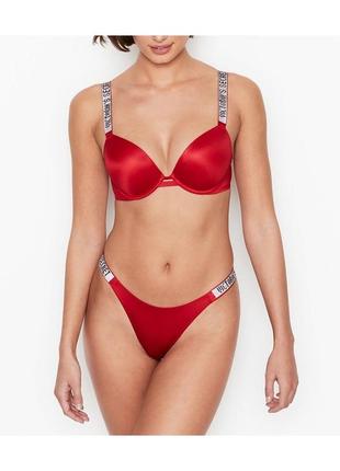 Бюстгальтер victoria's secret embellished strap push-up bra lipstick crystal swarovski4 фото