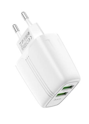 Сетевое зарядное устройство hoco yizhan dual port n12 |2usb, 3a,qc3.0, 18w|