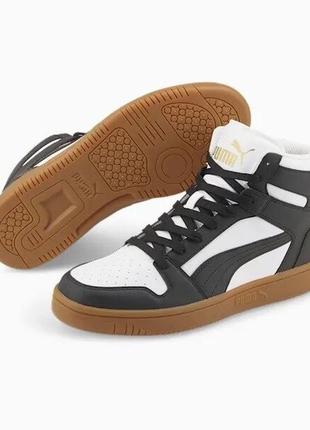 Puma хайтопы высокие кроссовки rebound Біла black white brown