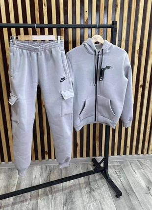 Зимний утепленный костюм на флисе nike