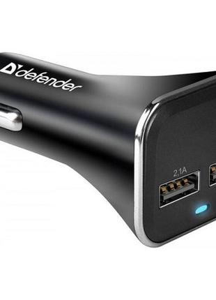 Автомобильное зарядное устройство для defender uca-31 83597 15вт 2xusb-a 5v/3.1a black