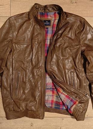Paul kehl zurich р. l кожаная мужская куртка бомбер коричневая осенняя