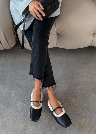 Женские утепленные балетки из натуральной кожи с мехом 112762 фото