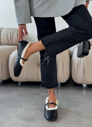 Женские утепленные балетки из натуральной кожи с мехом 112766 фото