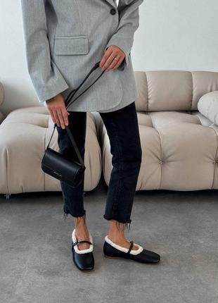 Женские утепленные балетки из натуральной кожи с мехом 1127610 фото