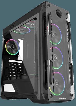 Корпус компьютерный atx gamemax optical black без блока питания/middle tower/rgb-подсветка черный