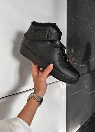 Зимові кросівки nike air force black (міх)