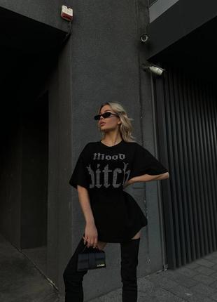 Идеальная черная футболка с акцентной надписью 🔥🔥 дерзкая модная футболка5 фото