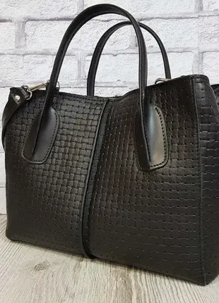 Сумка жіноча "форта" натуральна шкіра, чорна венето