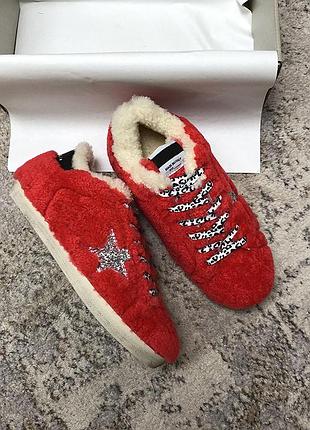 Зимние меховые кеды кроссовки брендовые superstars goose