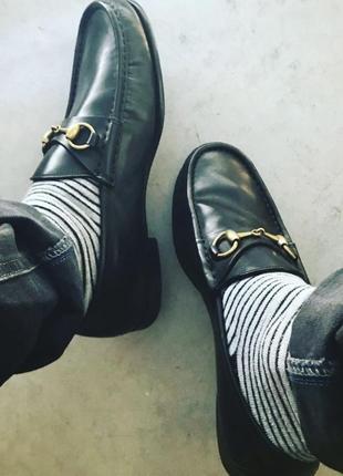 Лоферы мокасины кожаные классические унисекс с пряжками винтажные  gucci horsebit (оригинал) италия